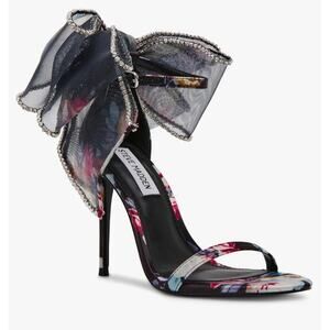 Steve Madden BENNI Heels 8.5. Floral Stilettos w/ Rhinestone Bow & Bling NEW